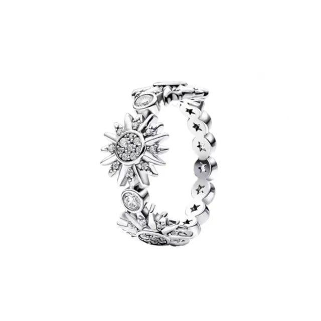 Sun Moon Flower Rings